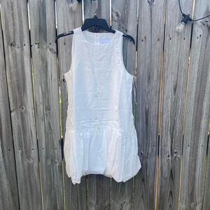 NWT MABEL White cotton babydoll bubble dress S  #bridal